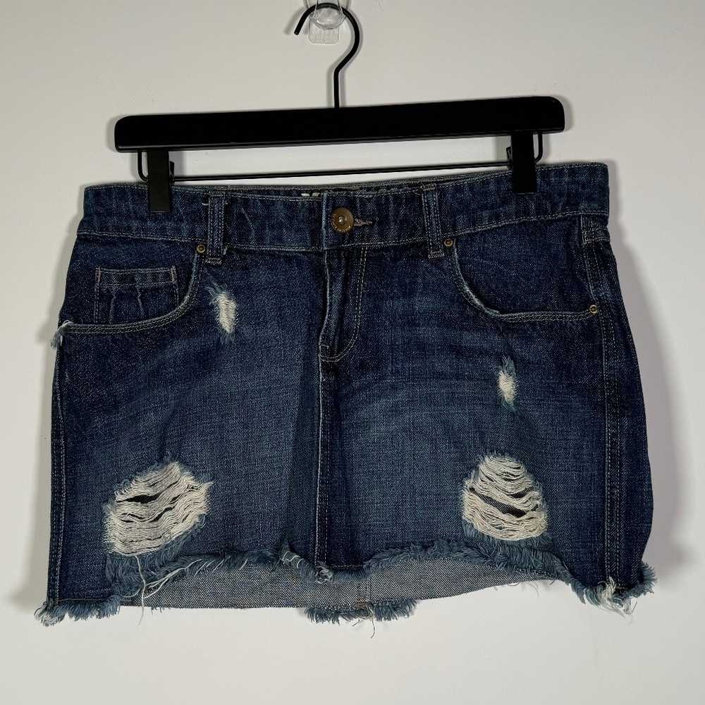 Mossimo Distressed Denim Jean Skirt